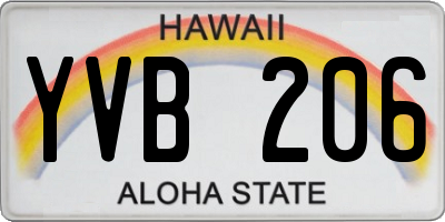 HI license plate YVB206