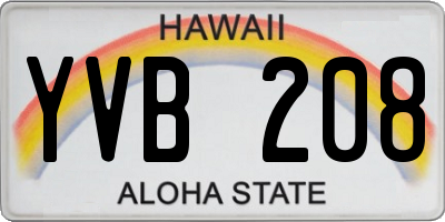 HI license plate YVB208