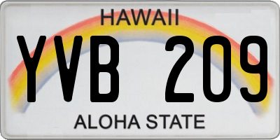 HI license plate YVB209