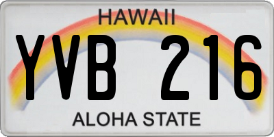 HI license plate YVB216