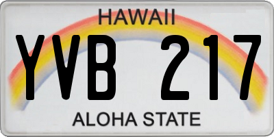 HI license plate YVB217