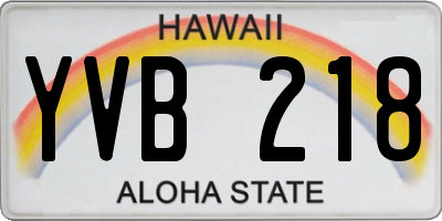 HI license plate YVB218
