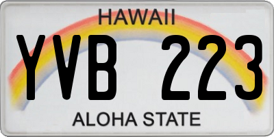 HI license plate YVB223
