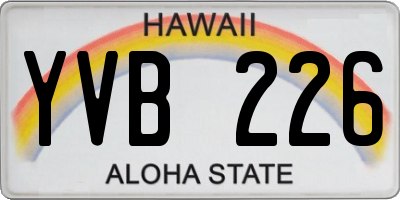 HI license plate YVB226