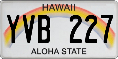 HI license plate YVB227