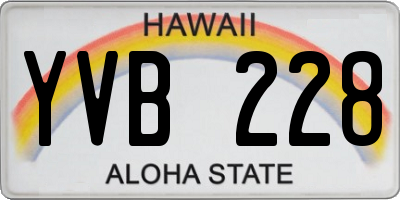 HI license plate YVB228