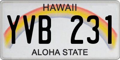 HI license plate YVB231