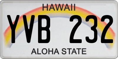 HI license plate YVB232