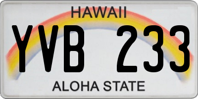 HI license plate YVB233