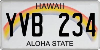 HI license plate YVB234