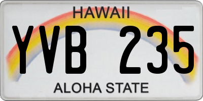 HI license plate YVB235