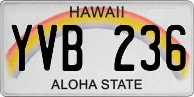 HI license plate YVB236