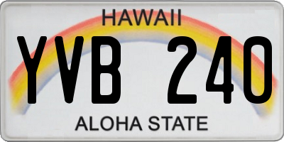 HI license plate YVB240