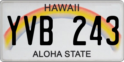 HI license plate YVB243
