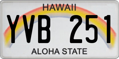 HI license plate YVB251
