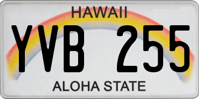 HI license plate YVB255