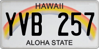 HI license plate YVB257