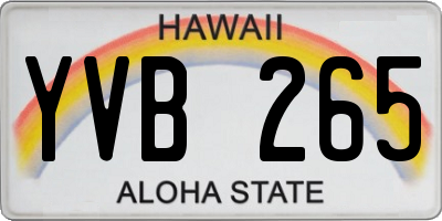 HI license plate YVB265