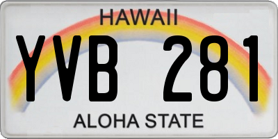 HI license plate YVB281