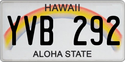 HI license plate YVB292