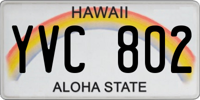 HI license plate YVC802