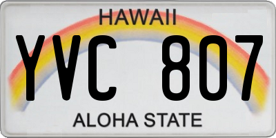 HI license plate YVC807
