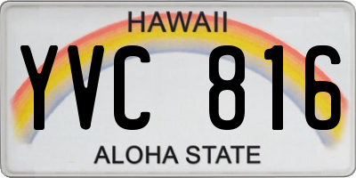 HI license plate YVC816