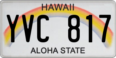 HI license plate YVC817