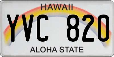 HI license plate YVC820