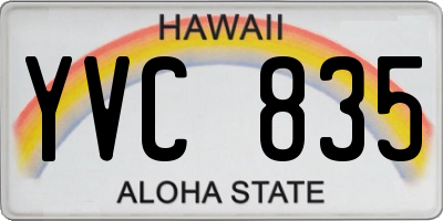 HI license plate YVC835