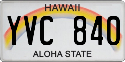 HI license plate YVC840
