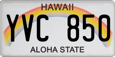 HI license plate YVC850