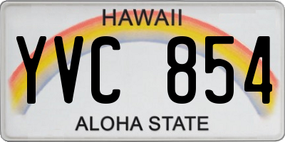 HI license plate YVC854