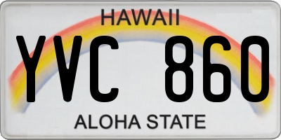 HI license plate YVC860