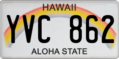 HI license plate YVC862