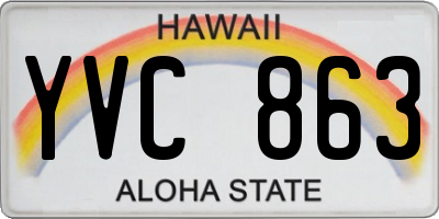 HI license plate YVC863