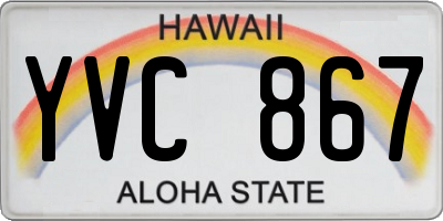 HI license plate YVC867