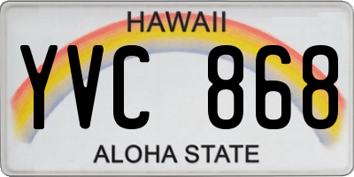 HI license plate YVC868