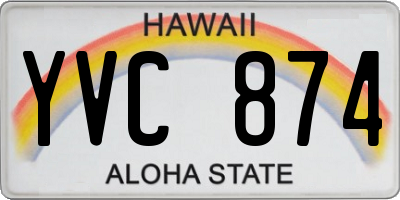 HI license plate YVC874