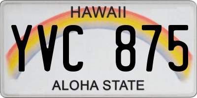 HI license plate YVC875