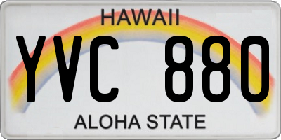HI license plate YVC880