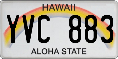 HI license plate YVC883