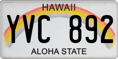 HI license plate YVC892