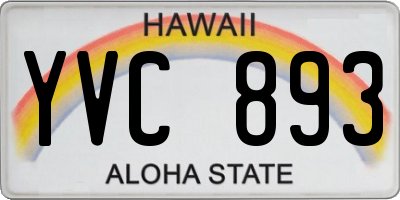 HI license plate YVC893
