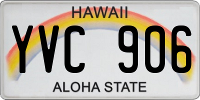 HI license plate YVC906