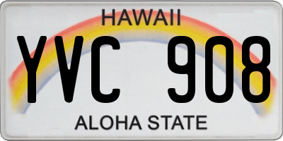 HI license plate YVC908