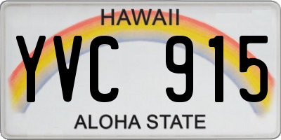 HI license plate YVC915