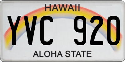 HI license plate YVC920