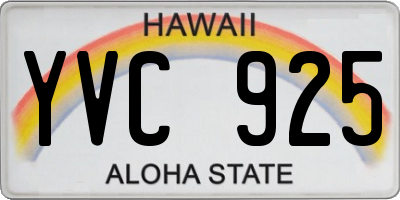 HI license plate YVC925