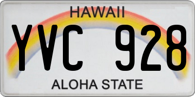 HI license plate YVC928
